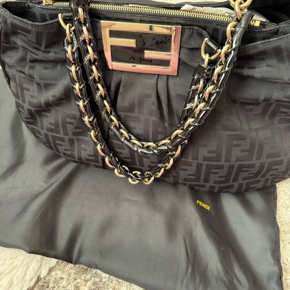 Fendi Black Zucca Canvas Large Mia Tote - Picture 3 of 12